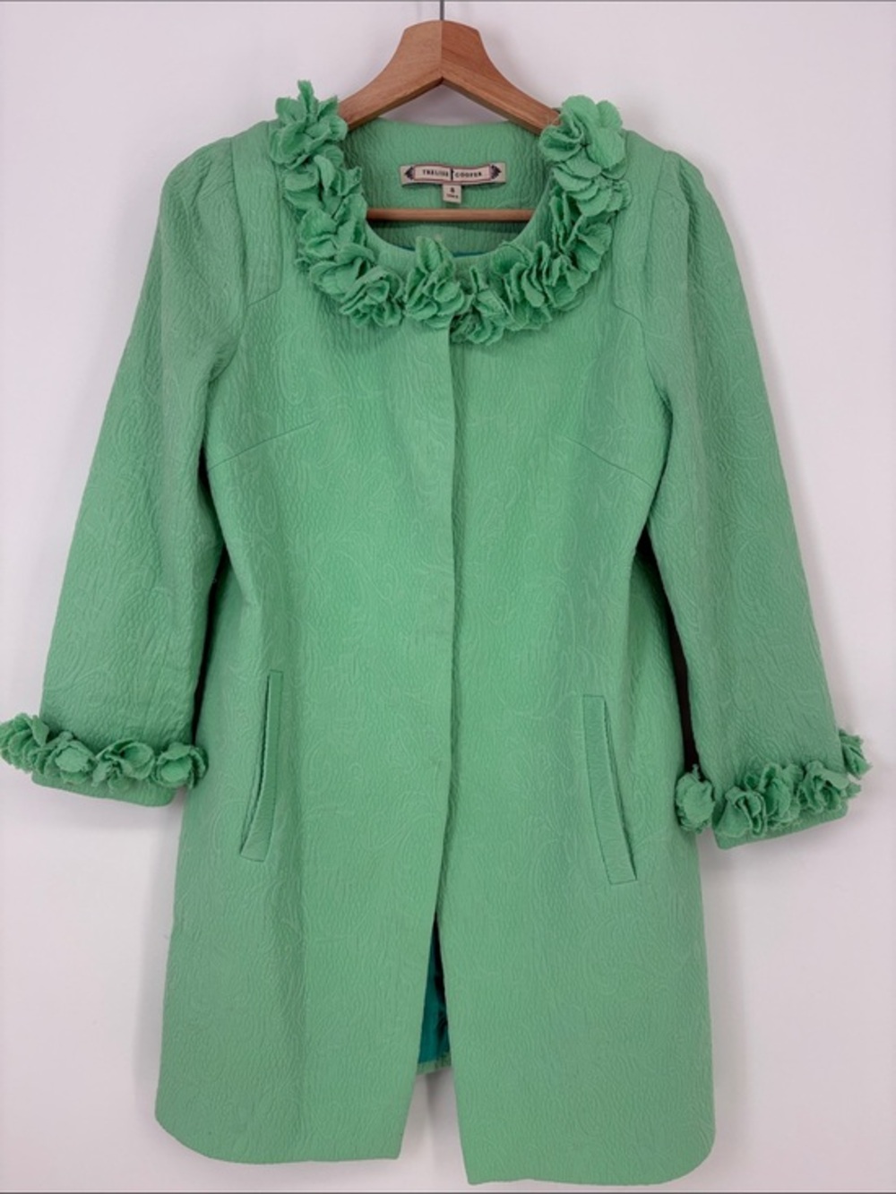 🦺 TRELISE COOPER Mint Green Floral-Trim jacket blazer